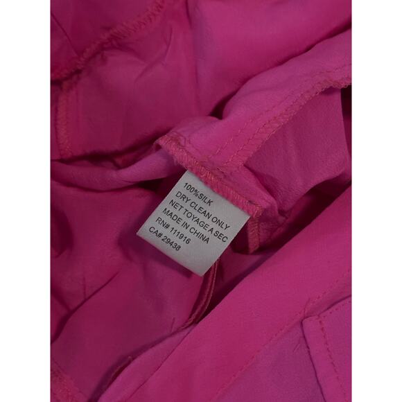 Yumi Kim Utility Silk Belted Romper Playsuit Hot Pink V-Neck Size Small EUC - Picture 3 of 9